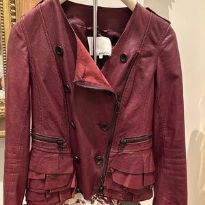 3.1 Phillip Lim Maroon Leather blazer/size 2